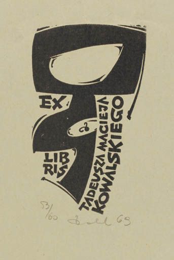 Exlibris by Zbigniew Dolatowski from Poland for Tadeusza Macieja Kowalski - Abstract 