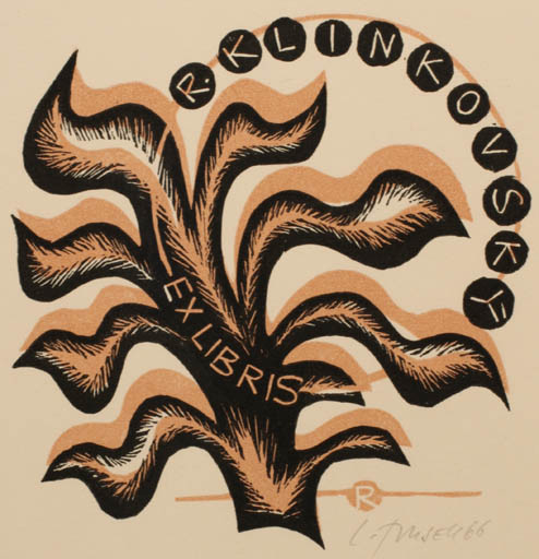 Exlibris by Ladislav Rusek from Czech Republic for Ruda Klinkovsky - Flora Tree 