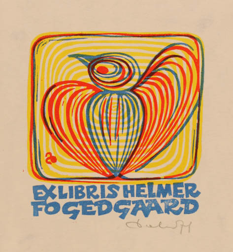 Exlibris by Zbigniew Dolatowski from Poland for Helmer Fogedgaard - Bird 