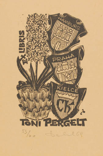 Exlibris by Zbigniew Dolatowski from Poland for Toni Pergelt - Flower Heraldry 