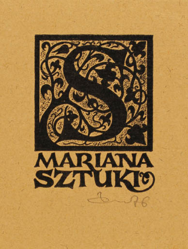 Exlibris by Zbigniew Dolatowski from Poland for Mariana Sztuki - Monogram 