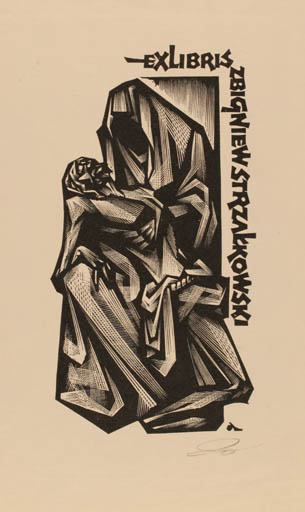 Exlibris by Zbigniew Dolatowski from Poland for Zbigniew Strzakkowski - Death 