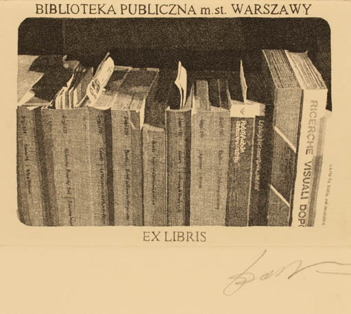 Exlibris by Carlo Barbero from Italy for Biblioteka Publiczna Warszawy - Book 