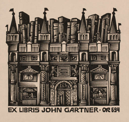 Exlibris by Anatolij Kalaschnikow from Russia for John Gartner - Architecture Book 