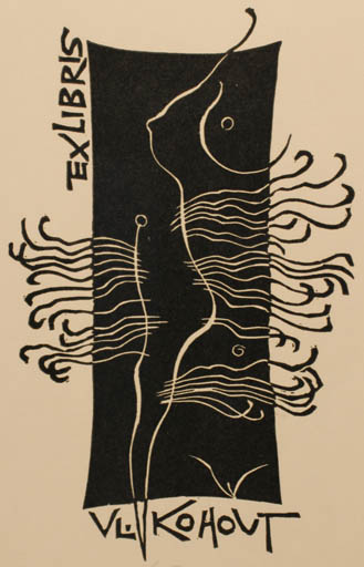 Exlibris by Ladislav Rusek from Czech Republic for Vladislav Kohout - Abstract Woman Nude 