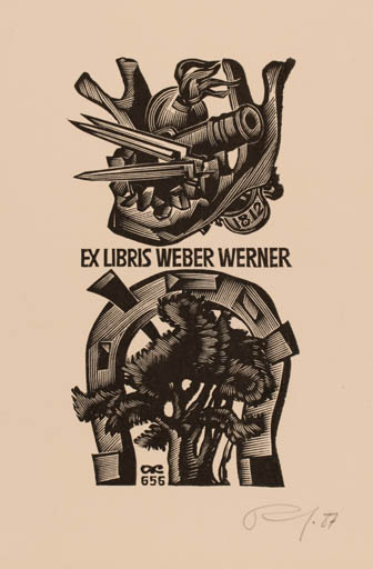 Exlibris by Anatolij Kalaschnikow from Russia for Weber Werner - Weapon 