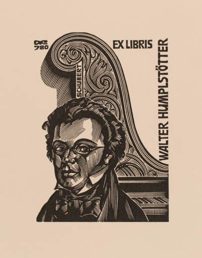 Exlibris by Anatolij Kalaschnikow from Russia for Walter Humplstötter - Music Portrait 