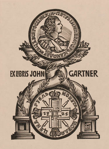 Exlibris by Anatolij Kalaschnikow from Russia for John Gartner - 