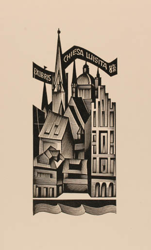 Exlibris by Anatolij Kalaschnikow from Russia for Luisita Chiesa - City 