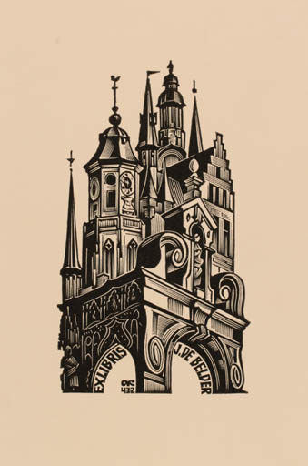 Exlibris by Anatolij Kalaschnikow from Russia for Josef De Belder - City 