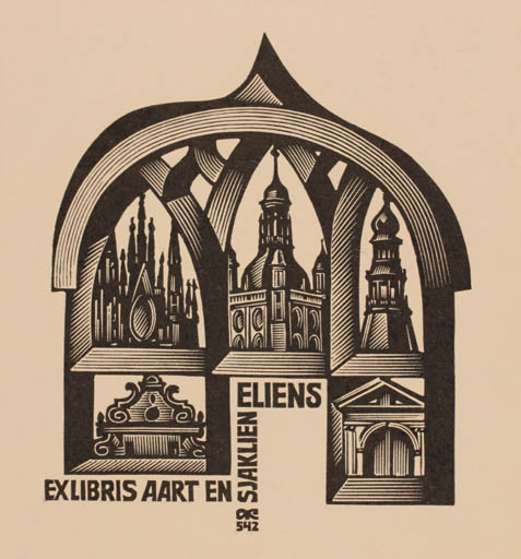 Exlibris by Anatolij Kalaschnikow from Russia for Eliens Sjaklien - Architecture 