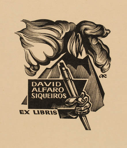 Exlibris by Anatolij Kalaschnikow from Russia for David Alfaro Siqueiros - 