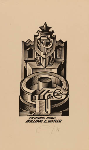 Exlibris by Anatolij Kalaschnikow from Russia for Prof. William Ettler Butler - 