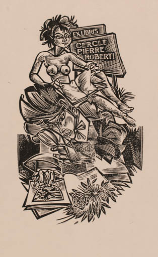 Exlibris by Gerard Gaudaen from Belgium for Pierre Roberti Cercle - Woman Man 