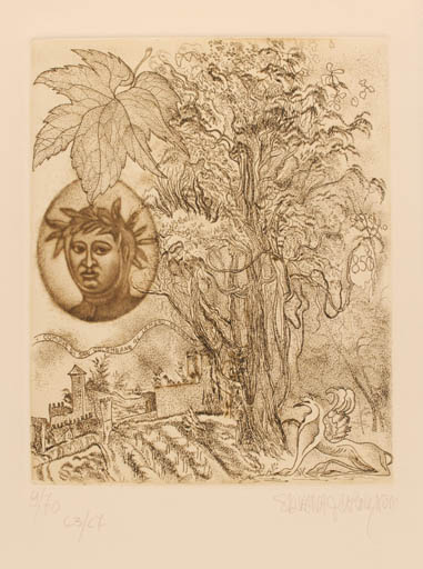 Exlibris by Silvana Martignoni from Italy for Comune Di San Columband Al Lambru - Portrait Tree 