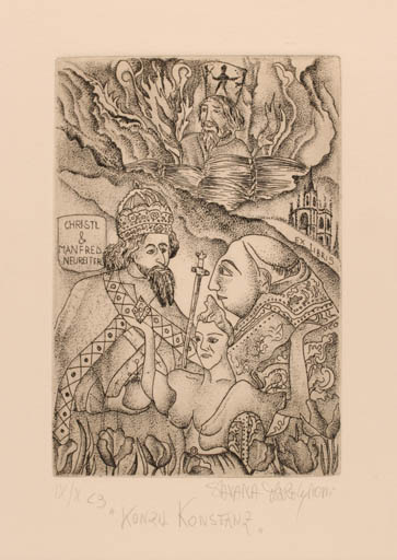 Exlibris by Silvana Martignoni from Italy for Christl & Manfred Neureiter - Religion 