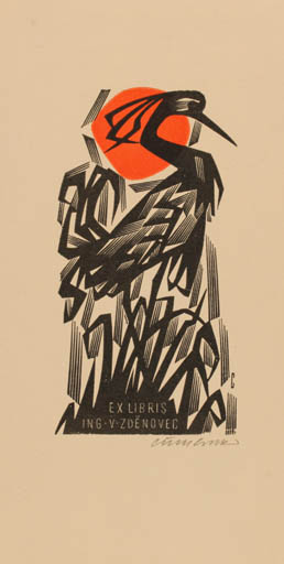 Exlibris by Vojtech Cinybulk from Czech Republic for Ing. Vladimir Zdenovec - Bird Bird Phoenix 