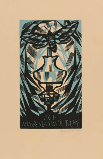 Exlibris by Vojtech Cinybulk from Czech Republic for Vladimir Tichy - Butterfly 