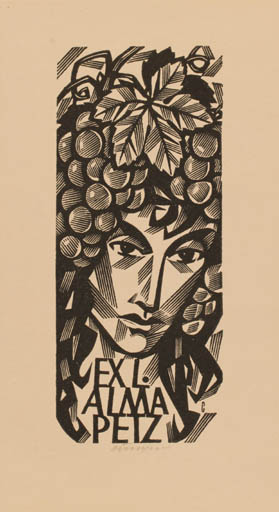 Exlibris by Vojtech Cinybulk from Czech Republic for Alma Petz - Fruit Portrait Wine 