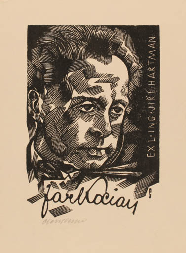 Exlibris by Vojtech Cinybulk from Czech Republic for Jiri Hartman - Portrait 