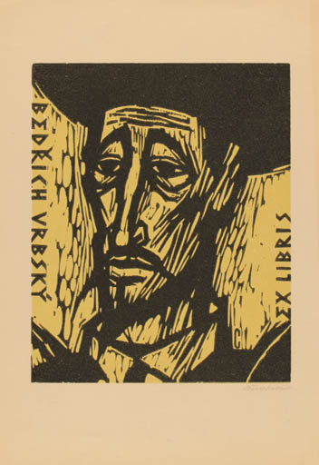 Exlibris by Vojtech Cinybulk from Czech Republic for Bedricha Vrbky-Vrbskeho - Don Quijote Portrait 