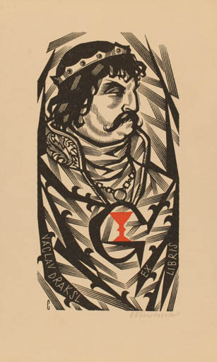 Exlibris by Vojtech Cinybulk from Czech Republic for Vaclav Draksl - Man Portrait Regent/royalty 