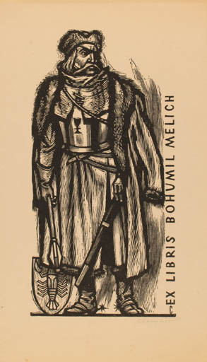 Exlibris by Vojtech Cinybulk from Czech Republic for Bohumil Melich - Man Military/War 