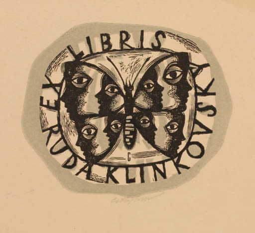 Exlibris by Vojtech Cinybulk from Czech Republic for Ruda Klinkovsky - Fauna Butterfly 