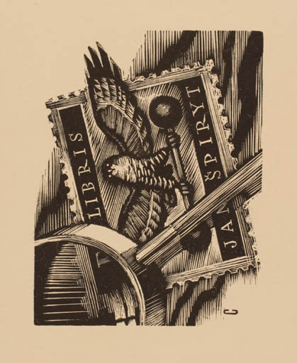 Exlibris by Vojtech Cinybulk from Czech Republic for Jan Spiryt - Fauna Bird Hobby 