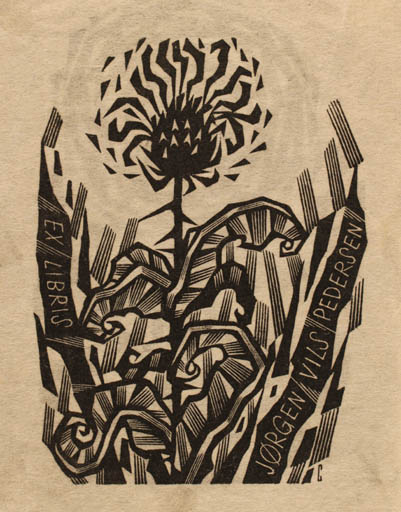 Exlibris by Vojtech Cinybulk from Czech Republic for Hans Jørgen Pedersen - Flower Fauna 