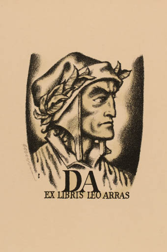 Exlibris by Vojtech Cinybulk from Czech Republic for Leo Arras - Man Portrait 