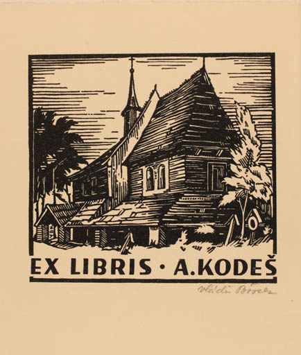 Exlibris by Vlada Borek from Czech Republic for Antonin Kodese - Church 