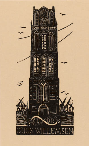 Exlibris by J. J. W. Cramer from Netherland for Guus Willemsen - Church 