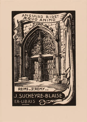 Exlibris by Charles Favet from France for J Sucheyre-Blaise - Castle/Palace Church 