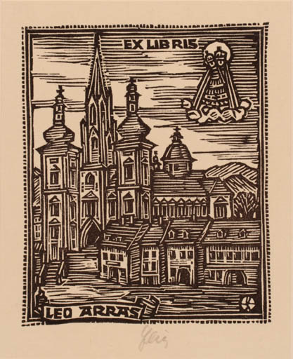 Exlibris by Otto Feil from Austria for Leo Arras - City Church 