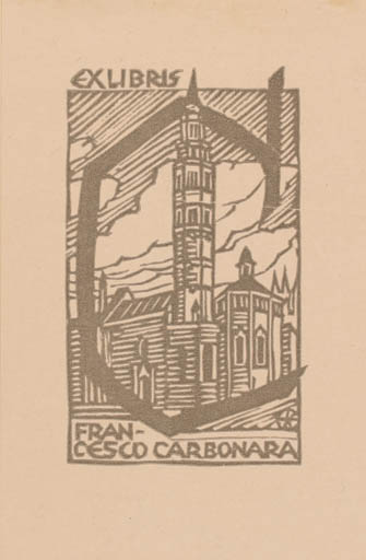 Exlibris by Otto Feil from Austria for Francesco Carbonara - Church 