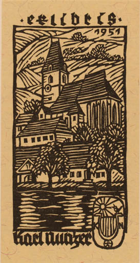 Exlibris by Otto Feil from Austria for Karl Auaser - Church 