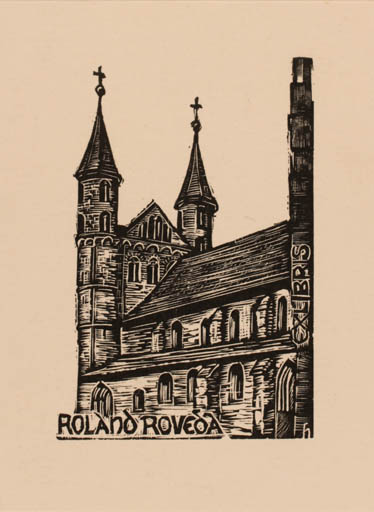 Exlibris by Hans Hauke from Austria for Roland Roveda - Church 