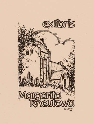 Exlibris by Hans Chr. Hornhaver from Denmark for M. Rheutow - Church 