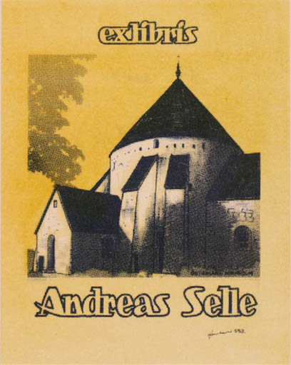 Exlibris by Hans Chr. Hornhaver from Denmark for Andreas Selle - Church 