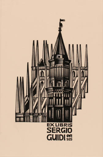 Exlibris by Anatolij Kalaschnikow from Russia for Sergio Guidi - Church 