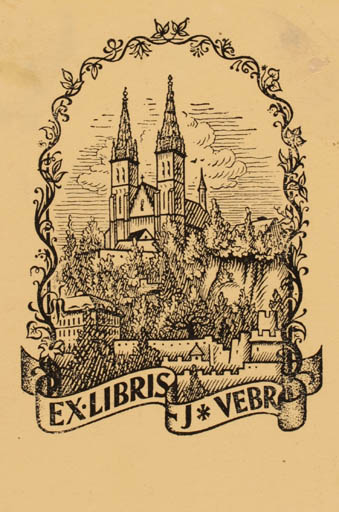 Exlibris by Karel Kinsky from Czech Republic for J. Vebr - Castle/Palace City Church 