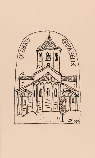 Exlibris by Pencho Koulekov from Bulgaria for Erika Selle - Church 