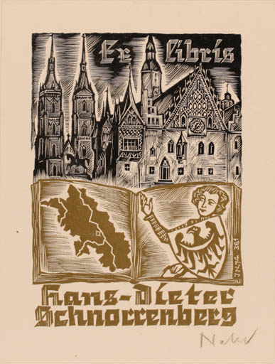 Exlibris by Johann Naha from Germany for Hans- Dieter Schnorrenberg - City 