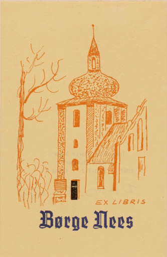 Exlibris by Børge Nees from Denmark for Børge Nees - Church 