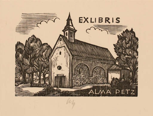 Exlibris by Herbert S. Ott from Germany for Alma Petz - Church 