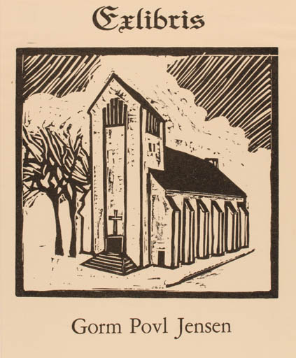 Exlibris by Frank Pedersen from Denmark for Gorm P. Jensen - Church 