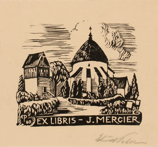 Exlibris by Edmund Peter from Denmark for Jocelyn Mercier - Church 