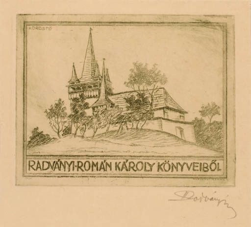 Exlibris by Karoly Radvanyi-Roman from Hungary for Karoly Radvanyi-Roman - Church 