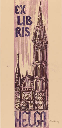 Exlibris by Ferenc Rakoczy from Germany for ? Helga - Church 